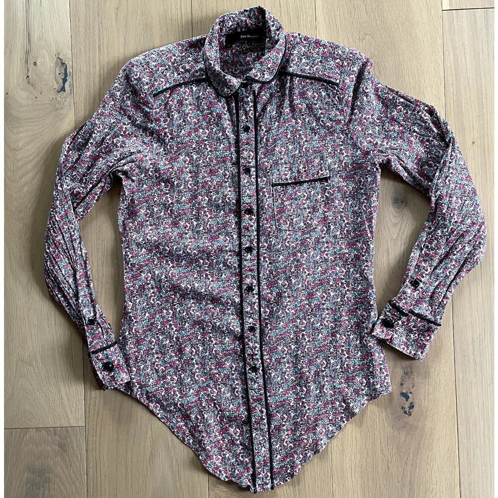 The Kooples XS Floral Western Cotton Button-Up Top